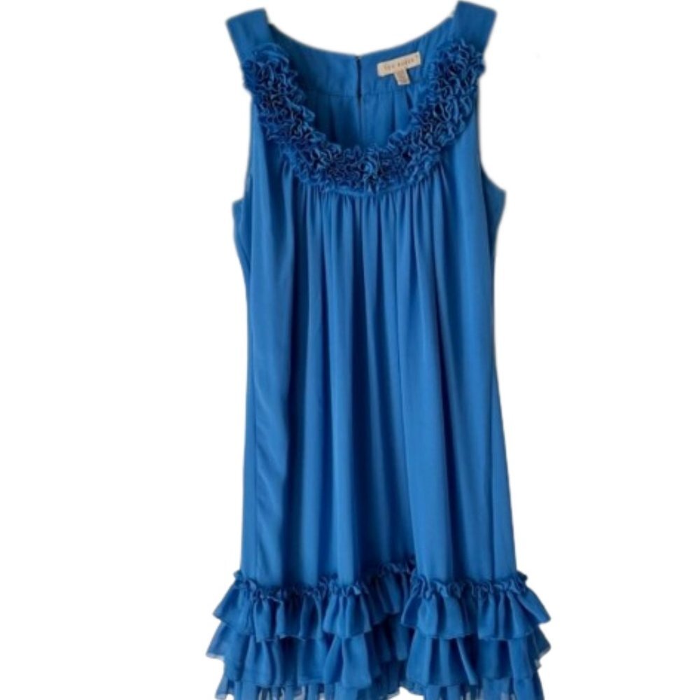 Ted Baker London Ruffled Neckline/Hem Dress - Cerulean Blue - 6